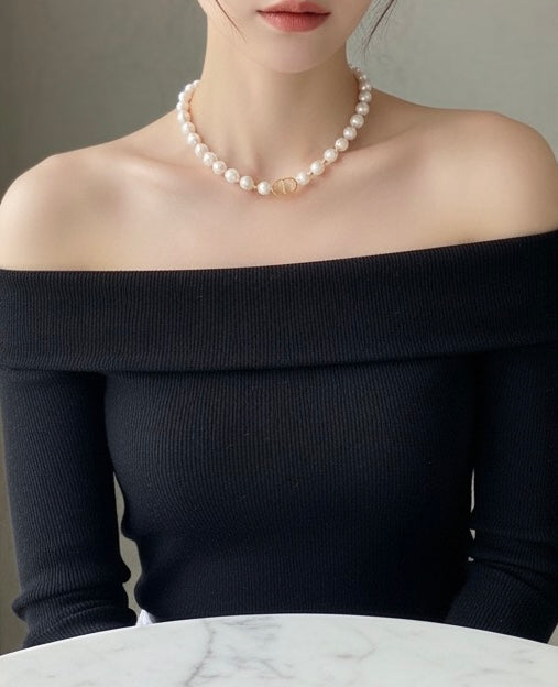 Elegant Korean Pearl Charm Necklace – Timeless Beauty for Girls